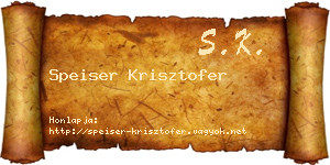 Speiser Krisztofer névjegykártya
